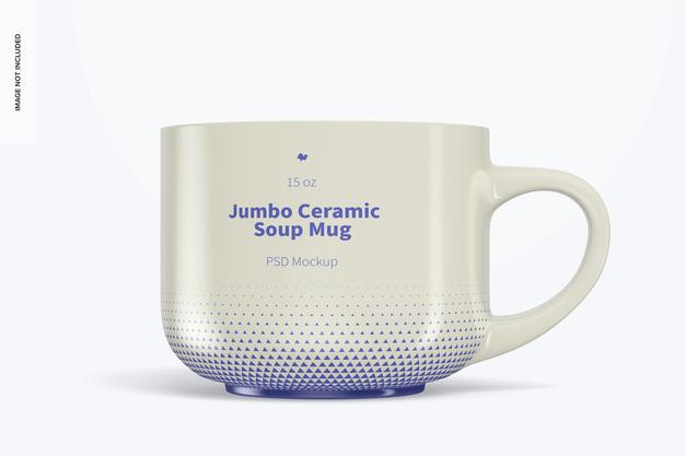 15 Oz Jumbo Ceramic Soup Mug Mockup Psd