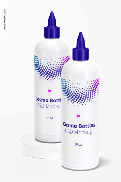 16 Oz Cosmo Bottles With Twist Top Cap Mockup, Right View Psd