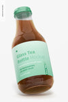 16 Oz Glass Tea Bottle Mockup, Leaned Psd