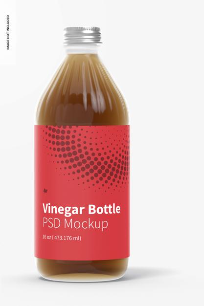 16 Oz Glass Vinegar Bottle Mockup Psd