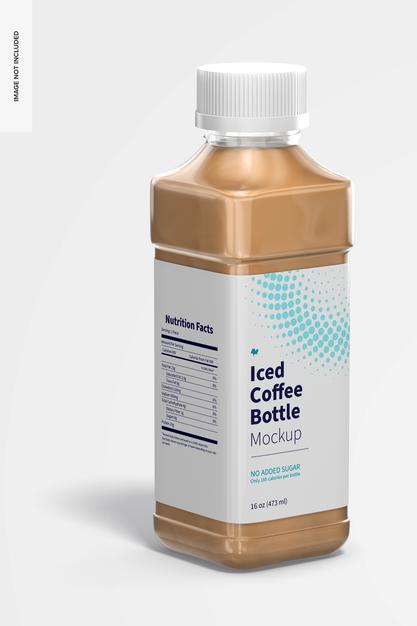16 Oz Iced Coffee Bottle Mockup Psd
