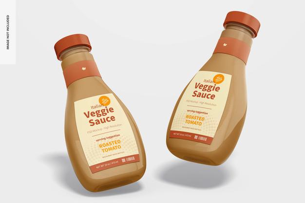 16 Oz Italian Veggie Sauce Bottle Mockup Psd