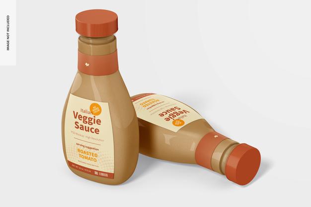 16 Oz Italian Veggie Sauce Bottles Mockup Psd