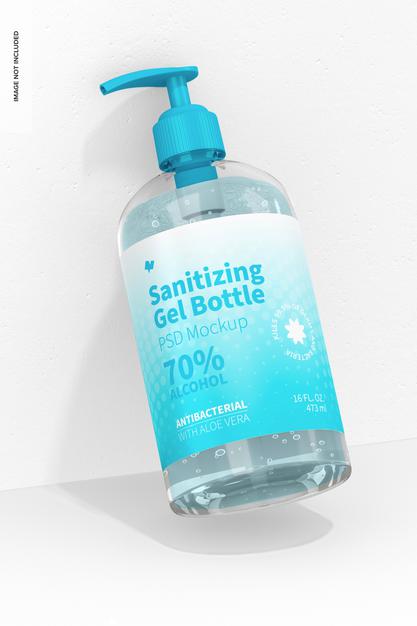 16 Oz Sanitizing Gel Bottle Mockup Psd