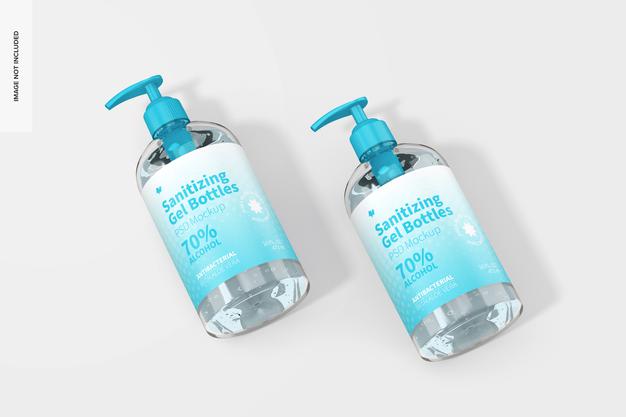 16 Oz Sanitizing Gel Bottles Mockup Psd
