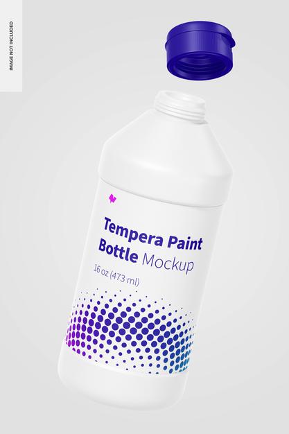 16 Oz Tempera Paint Bottle Mockup, Floating Psd