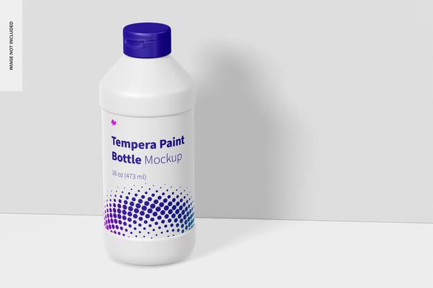 16 Oz Tempera Paint Bottle Mockup Psd