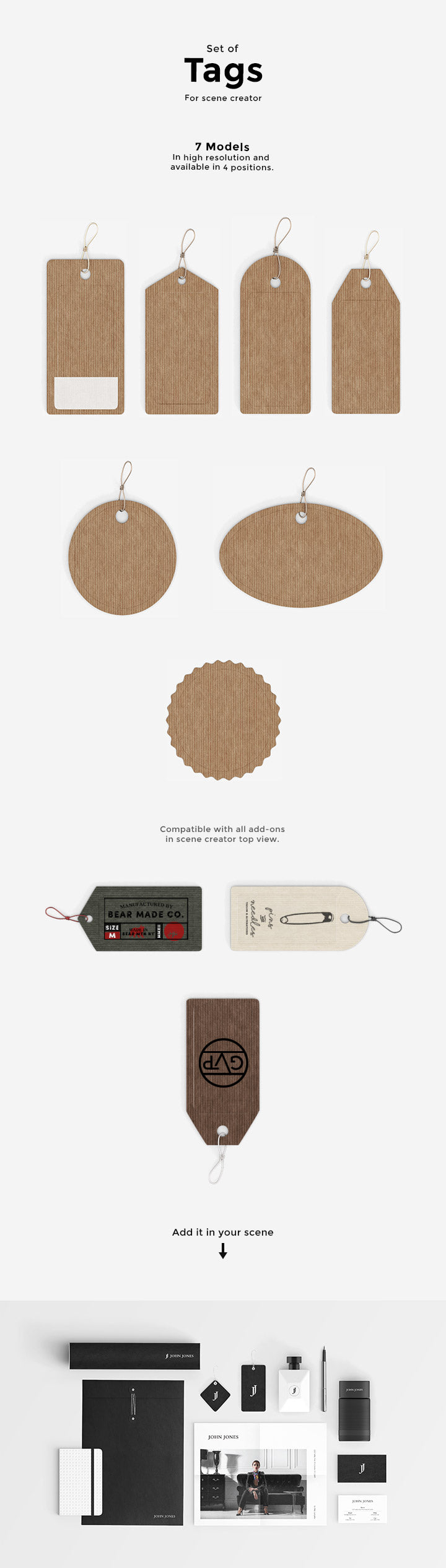 Set of Authentic Apparel Tags Mockup