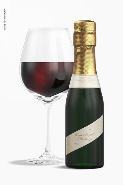 187 Ml Wine Bottle Mockup Psd