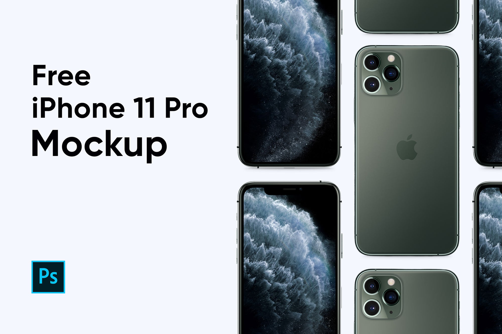 Green iPhone 11 Pro PSD Mockup