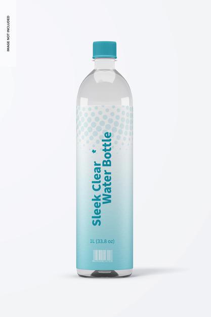 1L Sleek Clear Water Bottle Mockup Psd