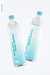 1L Sleek Clear Water Bottles Mockup, Falling Psd