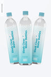 1L Sleek Clear Water Bottles Mockup Psd