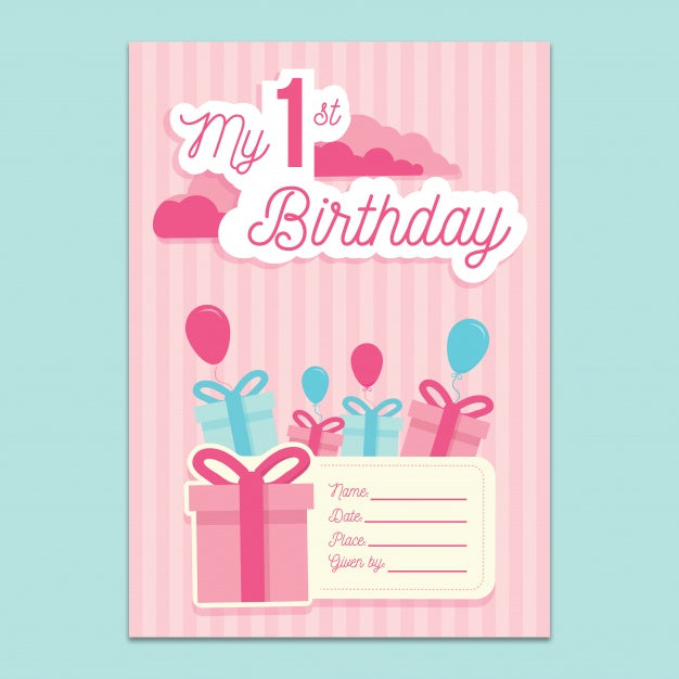 1St Birthday Invitation Mockup Psd
