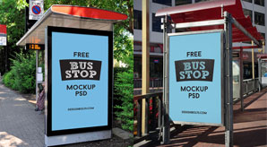 2 Hq Outdoor Advertising Bus Shelter Mock-Up Psd Files