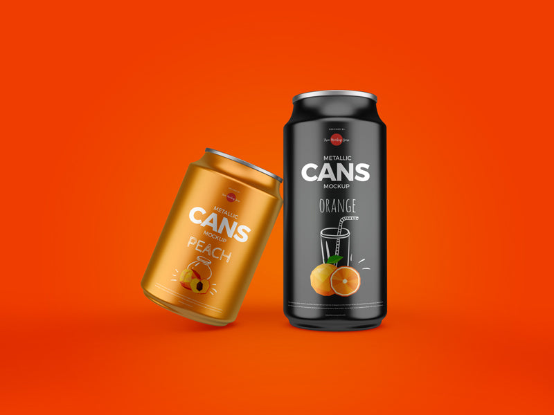 2 Metallic Cans Mockup
