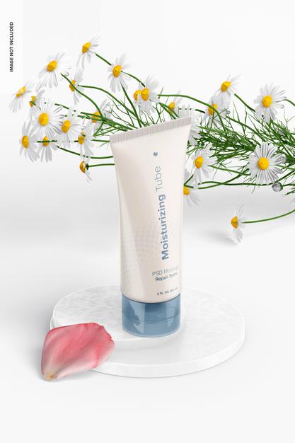 2 Oz Cream Tube 02 On Surface Mockup Psd