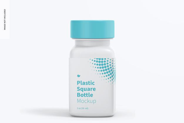 2 Oz Plastic Square Bottle Mockup, Front View Psd