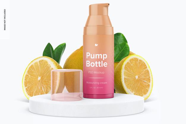 2 Oz Pump Bottle Mockup Psd