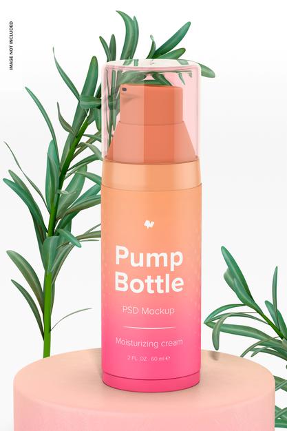 2 Oz Pump Bottle Mockup Psd