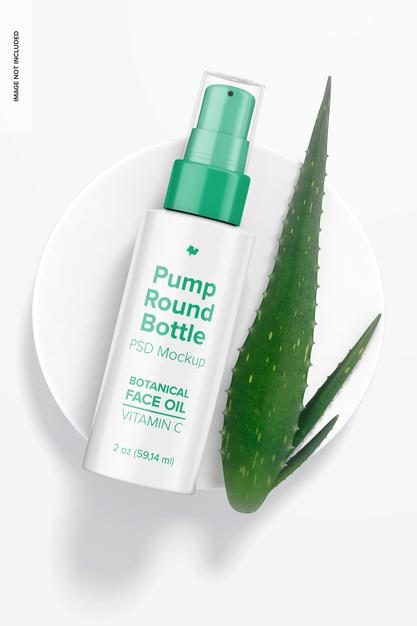 2 Oz Pump Round Bottle Mockup Psd