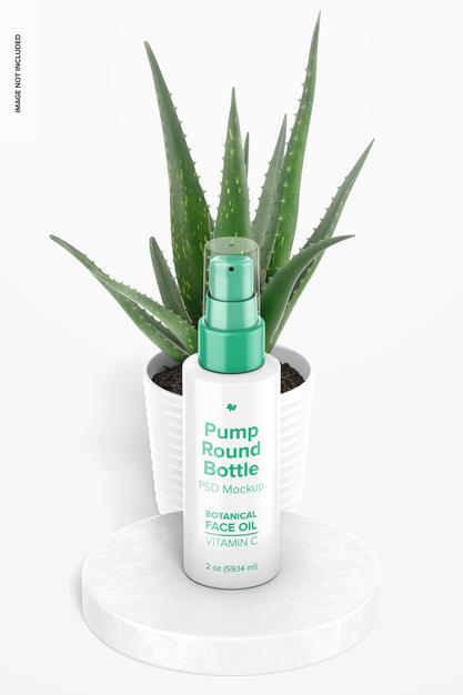 2 Oz Pump Round Bottle Mockup Psd