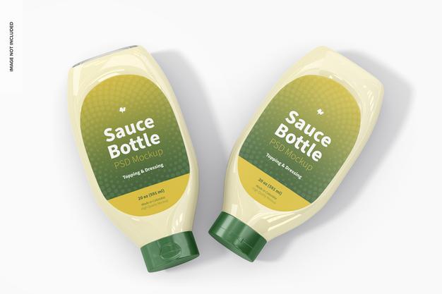 20 Oz Sauce Bottle Mockup Psd