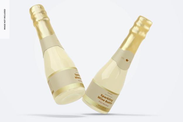 200 Ml Sparkling Wine Bottles Mockup Psd