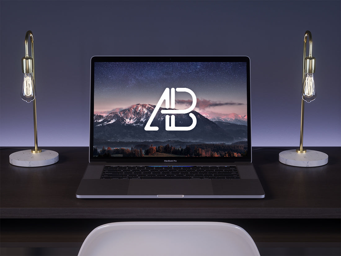 2017 MacBook Pro On Desk Mockup
