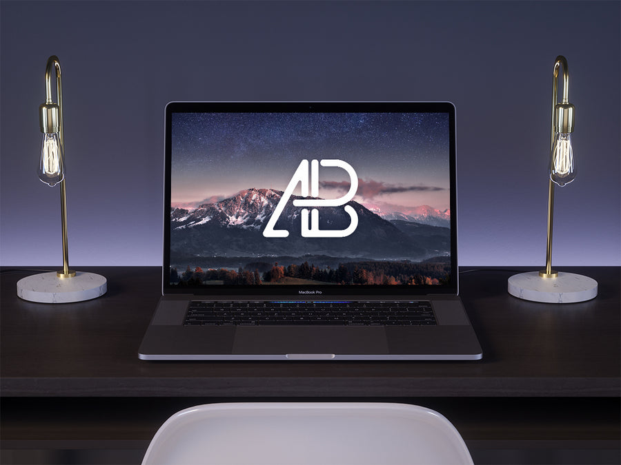 2017 MacBook Pro On Desk Mockup