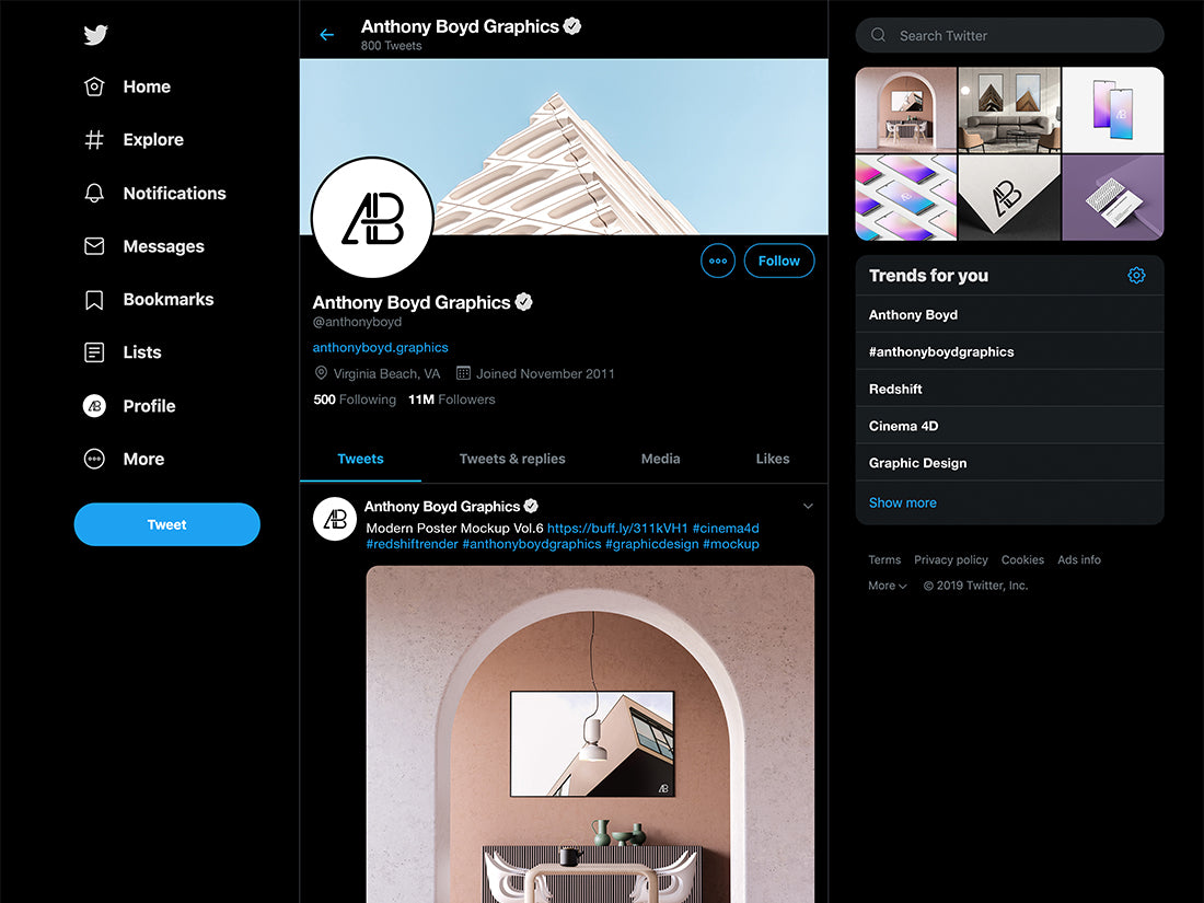 2019 Dark Twitter Mockup