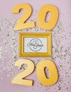 2020 New Year Lettering On Golden Frame Psd