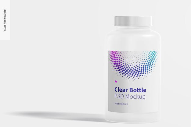 22 Oz Clear Bottle Mockup, Perspective Psd