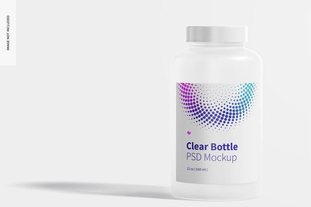 Empty Clear Glass Pills Bottle Mockup - Free Download Images High