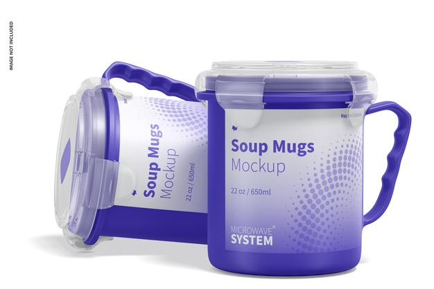 22 Oz Soup Mugs Mockup Psd