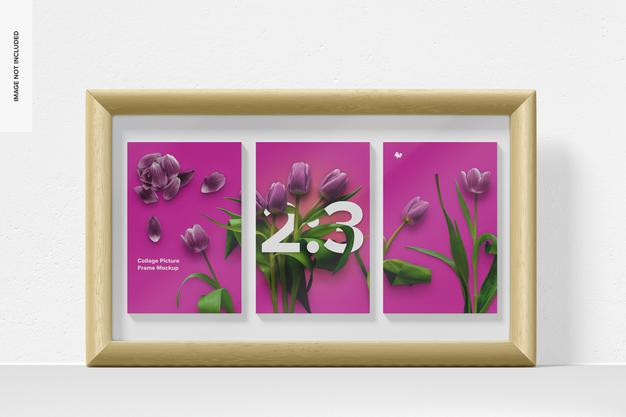 2:3 Collage Picture Frame Mockup Psd