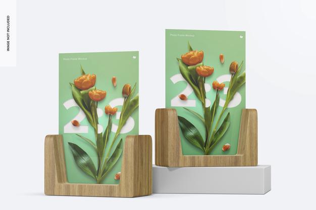 2:3 Photo Frames Mockup, Perspective Psd