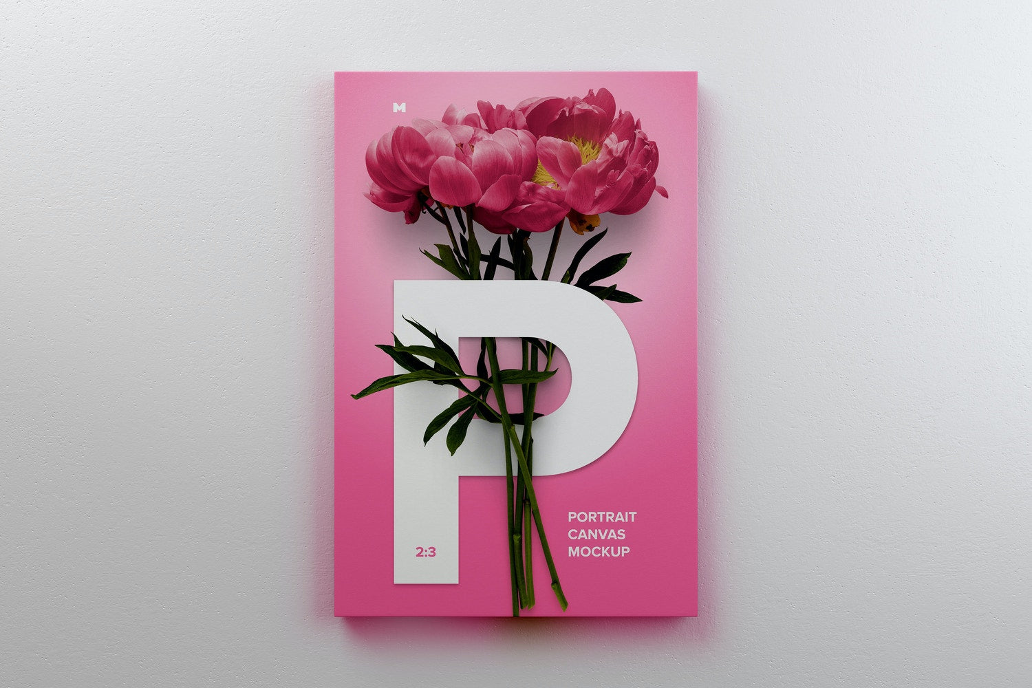 2:3 Portrait Canvas Mockup Hanging On Wall, Front View