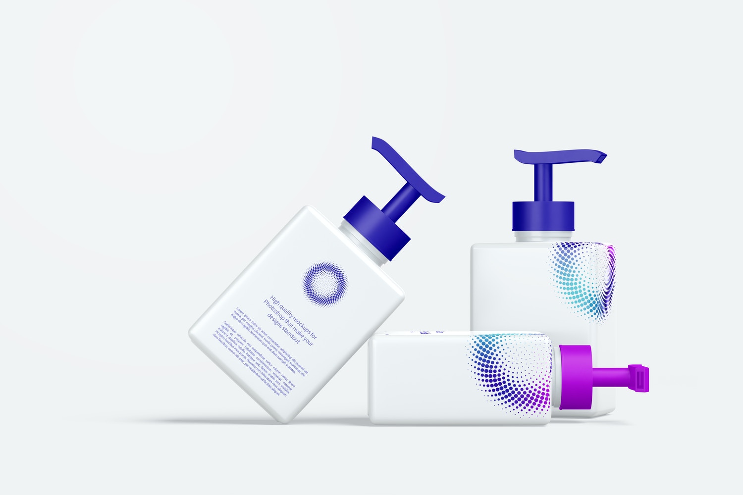 250 Ml Square Pump Bottles Mockup, Front View 04