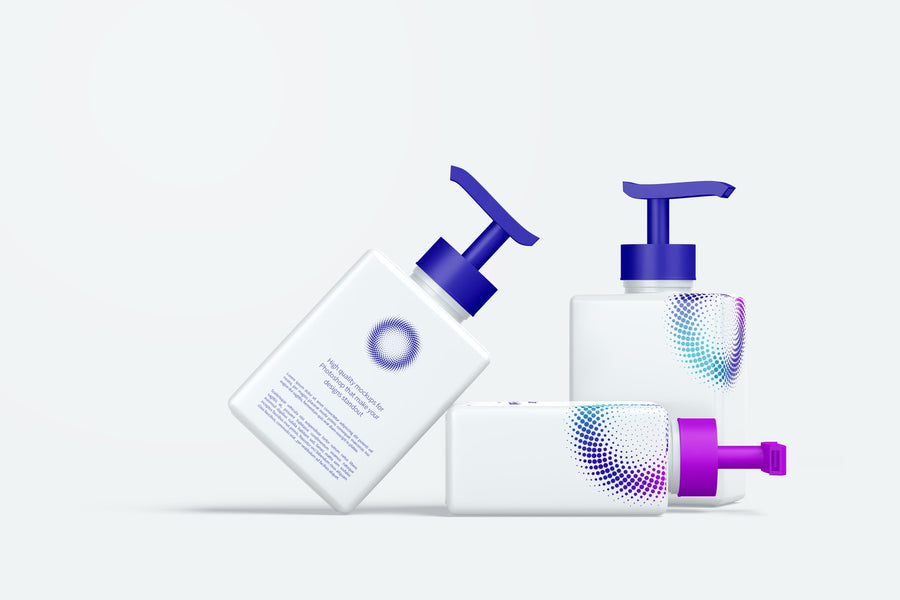 250 Ml Square Pump Bottles Mockup, Front View 04