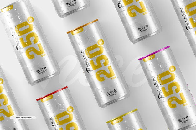 250Ml Soda Cans Mockup Psd