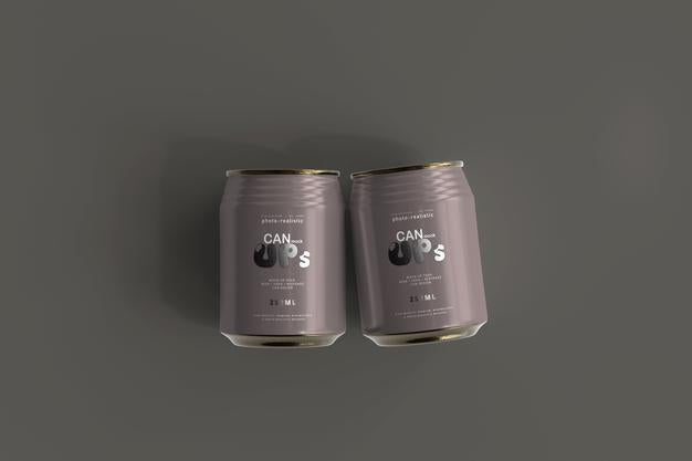 250Ml Stubby Soda Can Mockup Psd