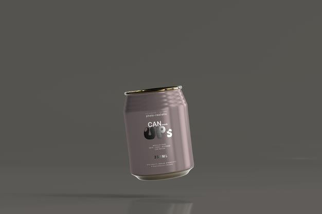 250Ml Stubby Soda Can Mockup Psd