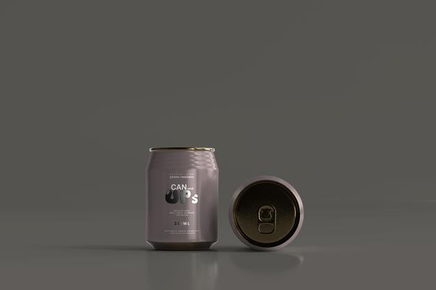 250Ml Stubby Soda Can Mockup Psd