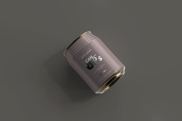 250Ml Stubby Soda Can Mockup Psd