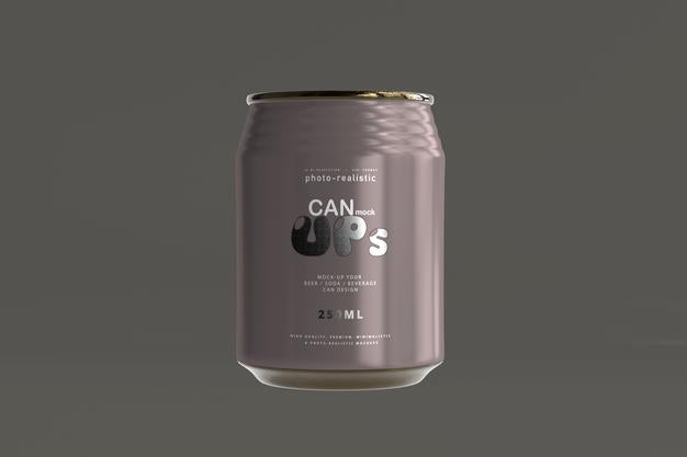 250Ml Stubby Soda Can Mockup Psd