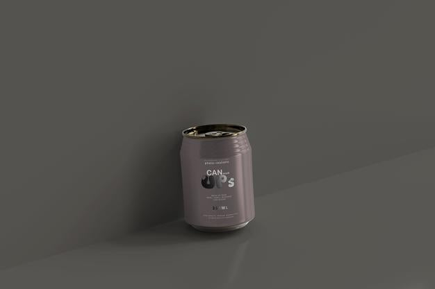 250Ml Stubby Soda Can Mockup Psd