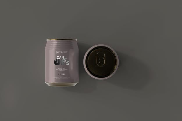 250Ml Stubby Soda Can Mockup Psd