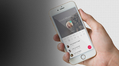 iPhone Mockup in a Hand with Transparent Background