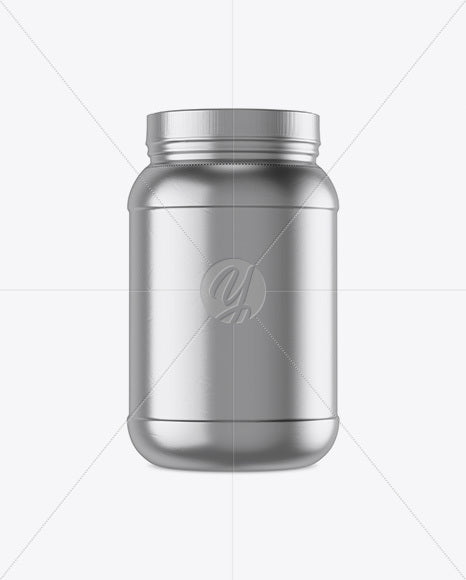 2Lb Protein Jar In Metallic Shrink Sleeve Mockup